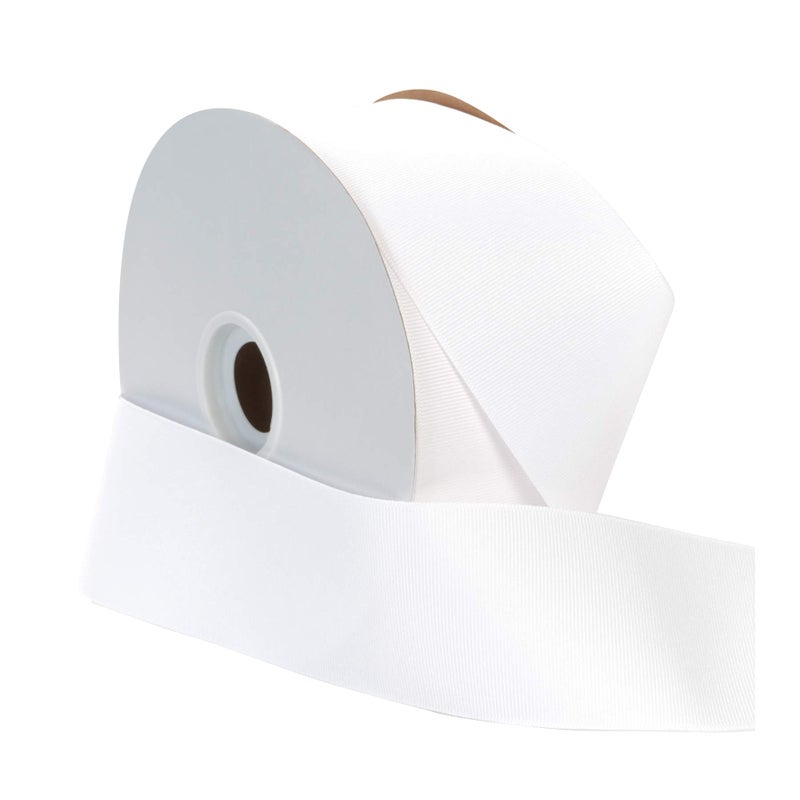 Berwick Offray 2.25" Grosgrain Ribbon, White, 50 Yards - Image 2